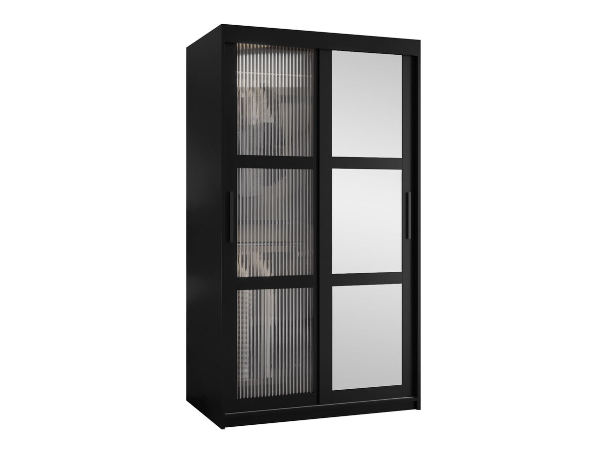 Gardróbszekrény Szafa 100 FLUTES 2, Szín: Fekete, Fiókok: Igen, Szélesség: 100 cm, Led világítás: Nem