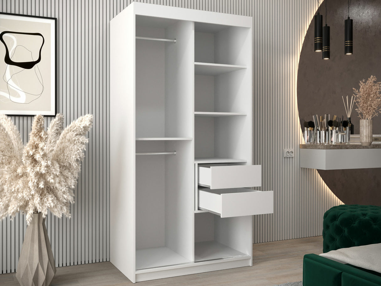 Gardróbszekrény Szafa 100 FLUTES 2, Szín: Fekete, Fiókok: Igen, Szélesség: 100 cm, Led világítás: Nem