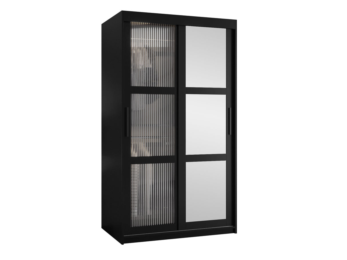 Gardróbszekrény Szafa 100 FLUTES 2, Szín: Fekete, Fiókok: Nem, Szélesség: 100 cm, Led világítás: Nem