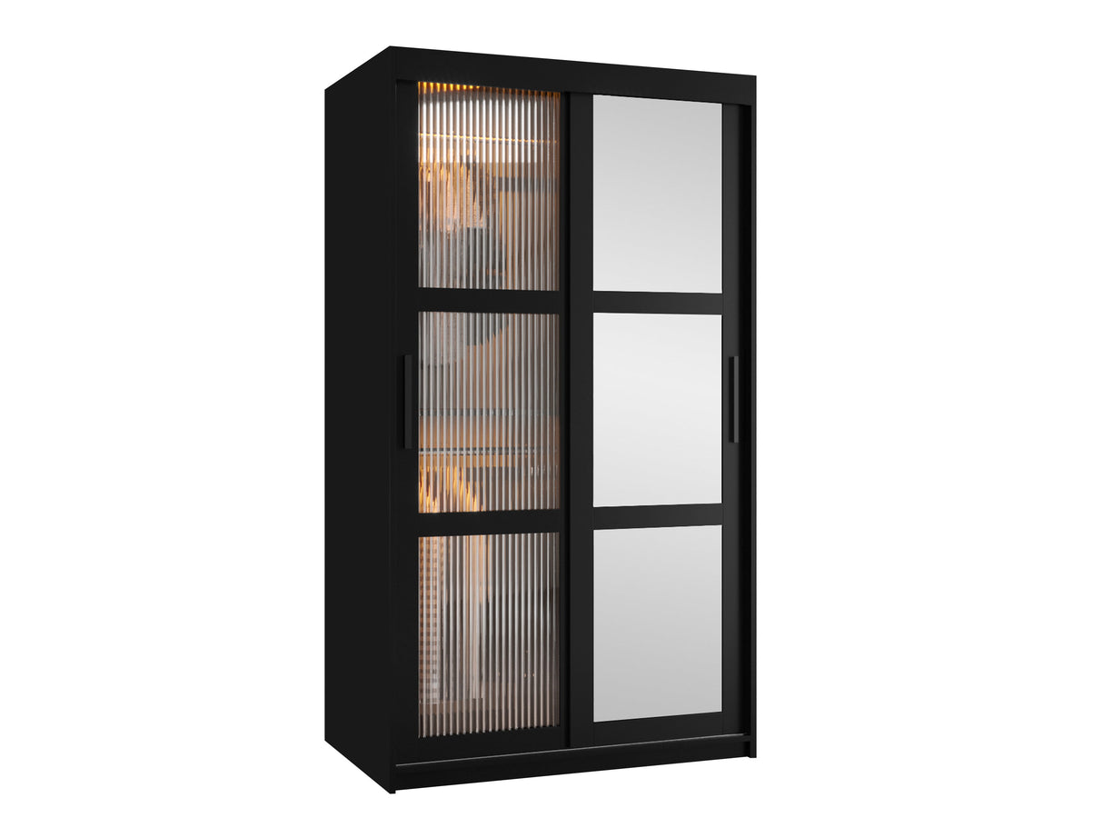 Gardróbszekrény Szafa 100 FLUTES 2, Szín: Fekete, Fiókok: Nem, Szélesség: 100 cm, Led világítás: Igen