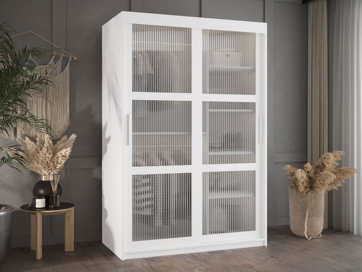 Gardróbszekrény Szafa 100 FLUTES, Szín: Fehér, Fiókok: Nem, Szélesség: 120 cm, Led világítás: Nem