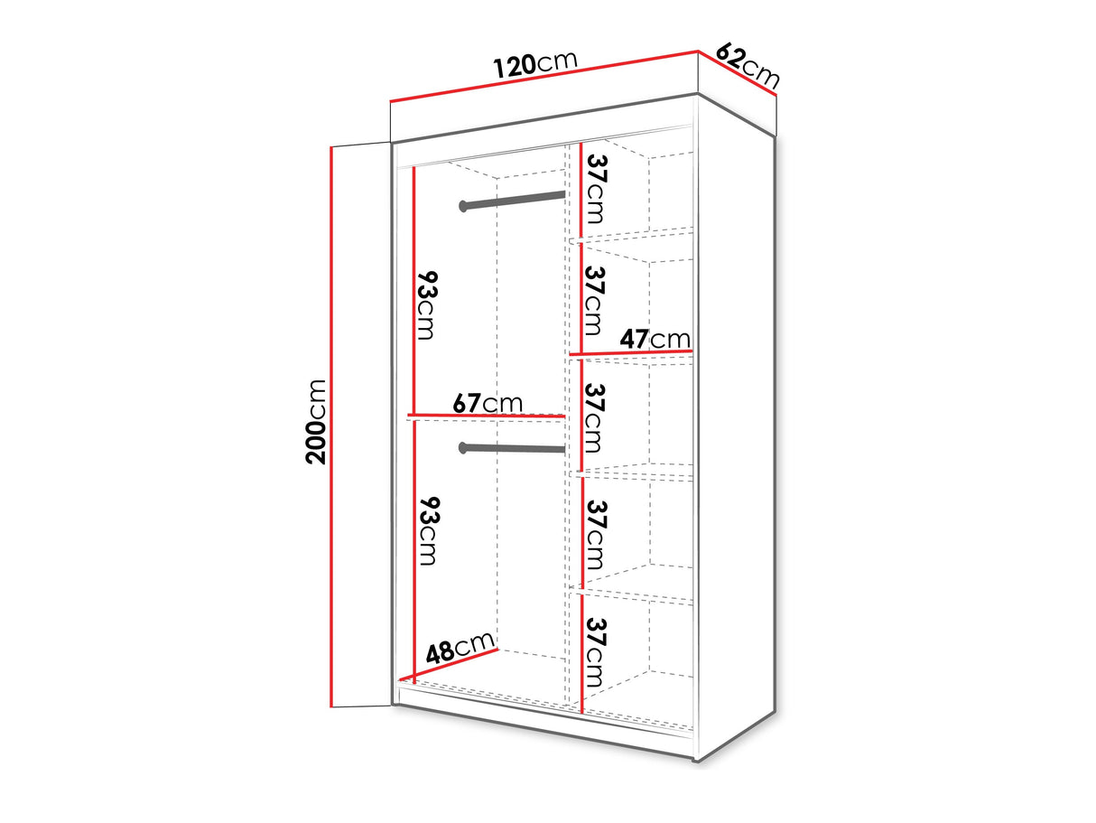 Gardróbszekrény Szafa 100 FLUTES, Szín: Fehér, Fiókok: Nem, Szélesség: 120 cm, Led világítás: Nem
