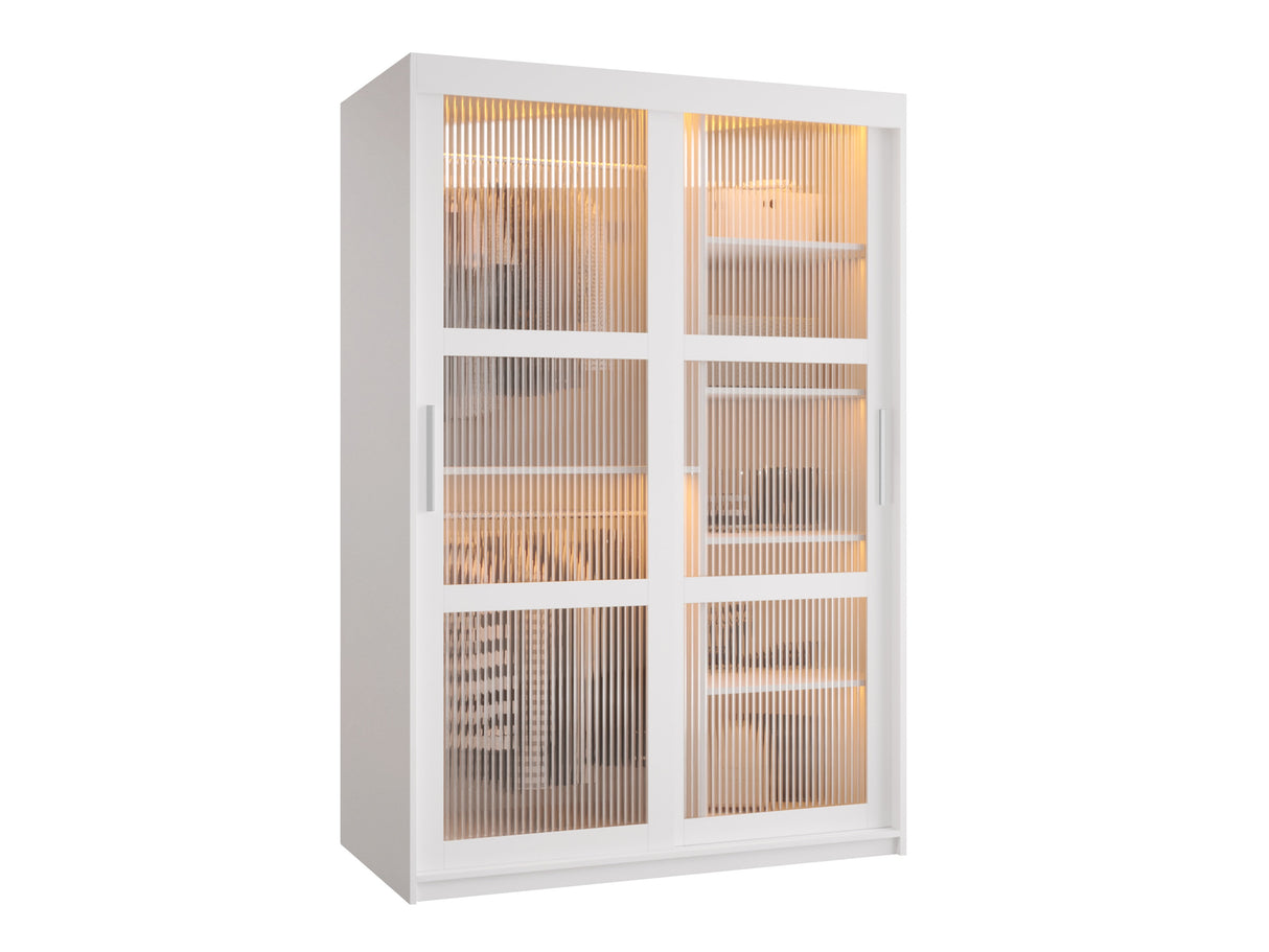 Gardróbszekrény Szafa 100 FLUTES, Szín: Fehér, Fiókok: Nem, Szélesség: 120 cm, Led világítás: Igen