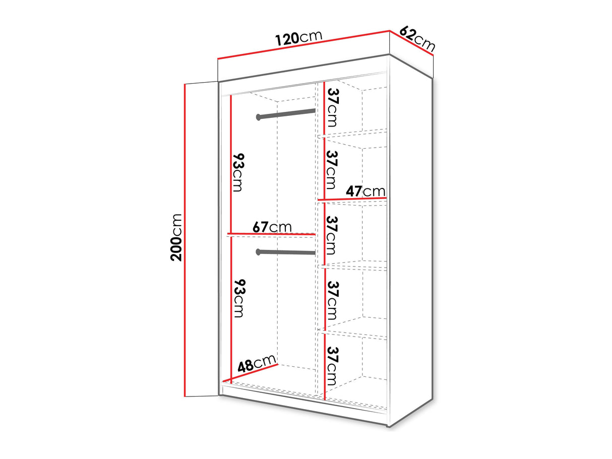 Gardróbszekrény Szafa 100 FLUTES, Szín: Fehér, Fiókok: Nem, Szélesség: 120 cm, Led világítás: Igen