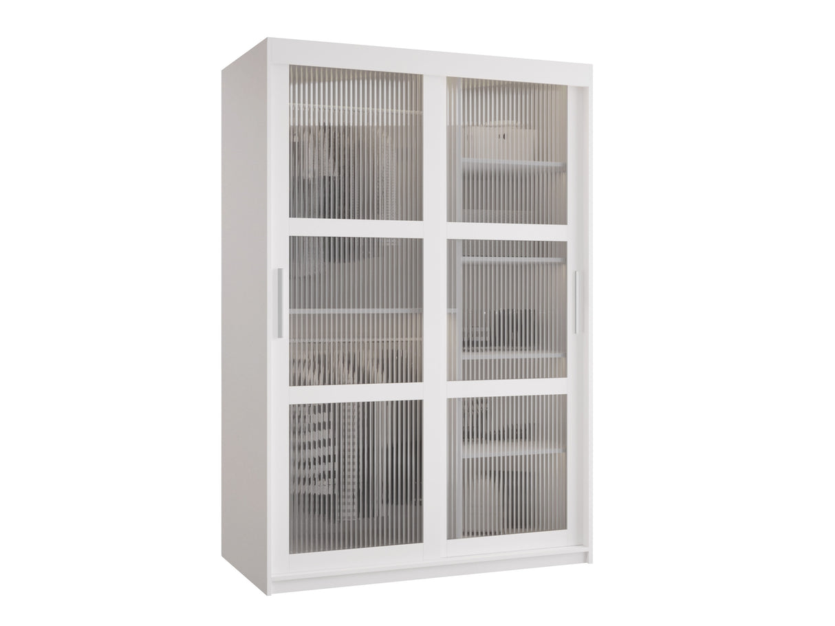 Gardróbszekrény Szafa 100 FLUTES, Szín: Fehér, Fiókok: Igen, Szélesség: 120 cm, Led világítás: Nem