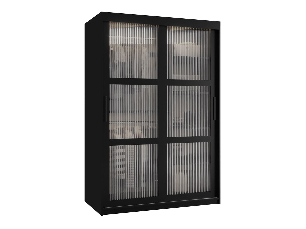 Gardróbszekrény Szafa 100 FLUTES, Szín: Fekete, Fiókok: Nem, Szélesség: 120 cm, Led világítás: Nem