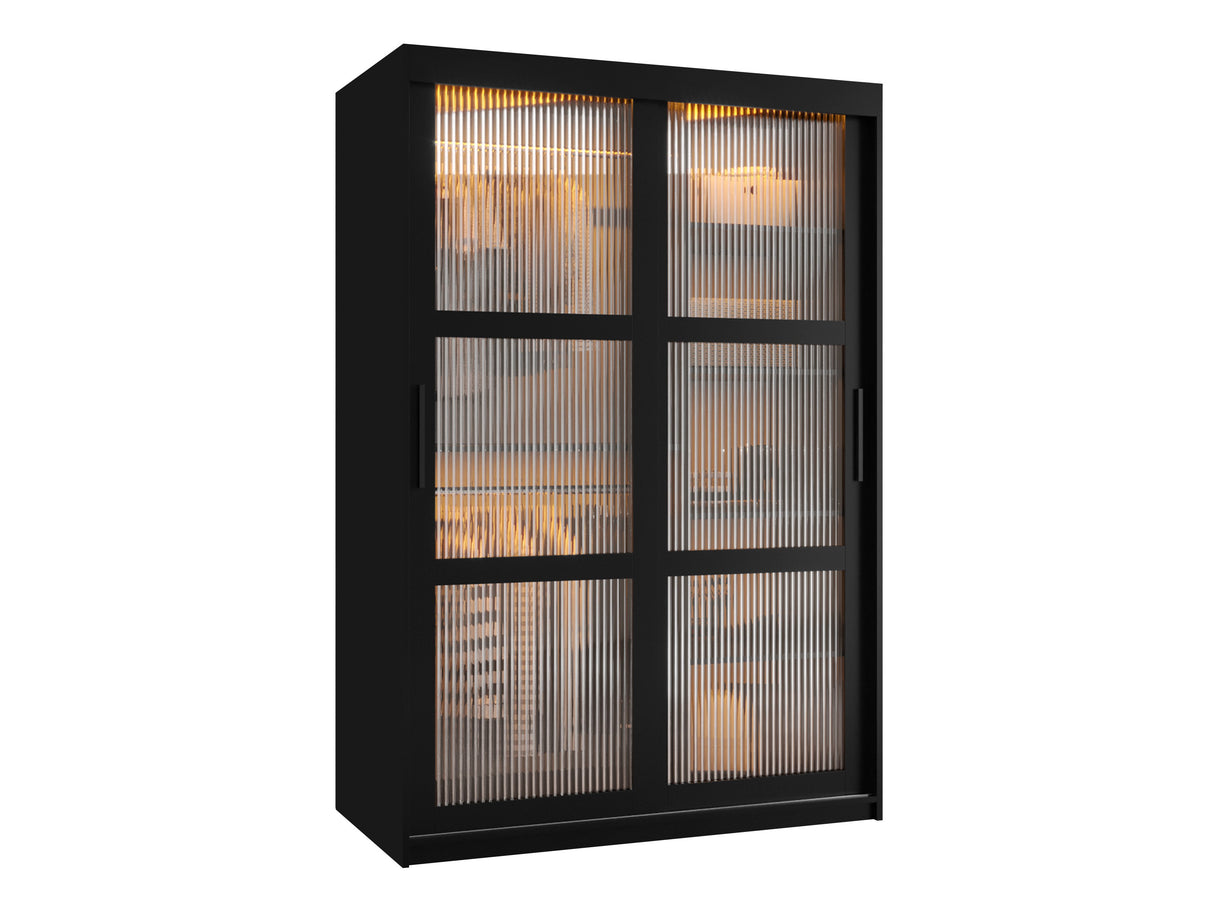 Gardróbszekrény Szafa 100 FLUTES, Szín: Fekete, Fiókok: Nem, Szélesség: 120 cm, Led világítás: Igen