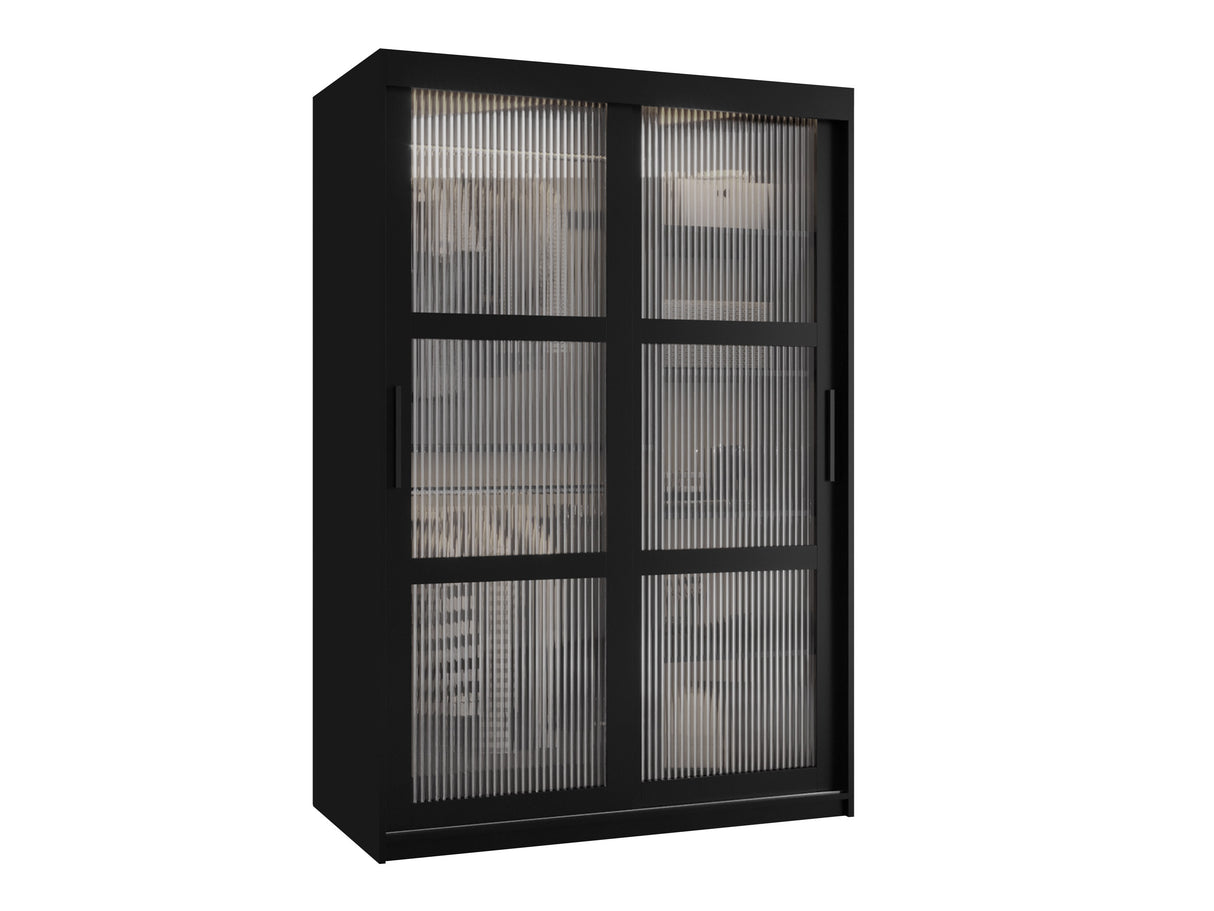 Gardróbszekrény Szafa 100 FLUTES, Szín: Fekete, Fiókok: Igen, Szélesség: 120 cm, Led világítás: Nem
