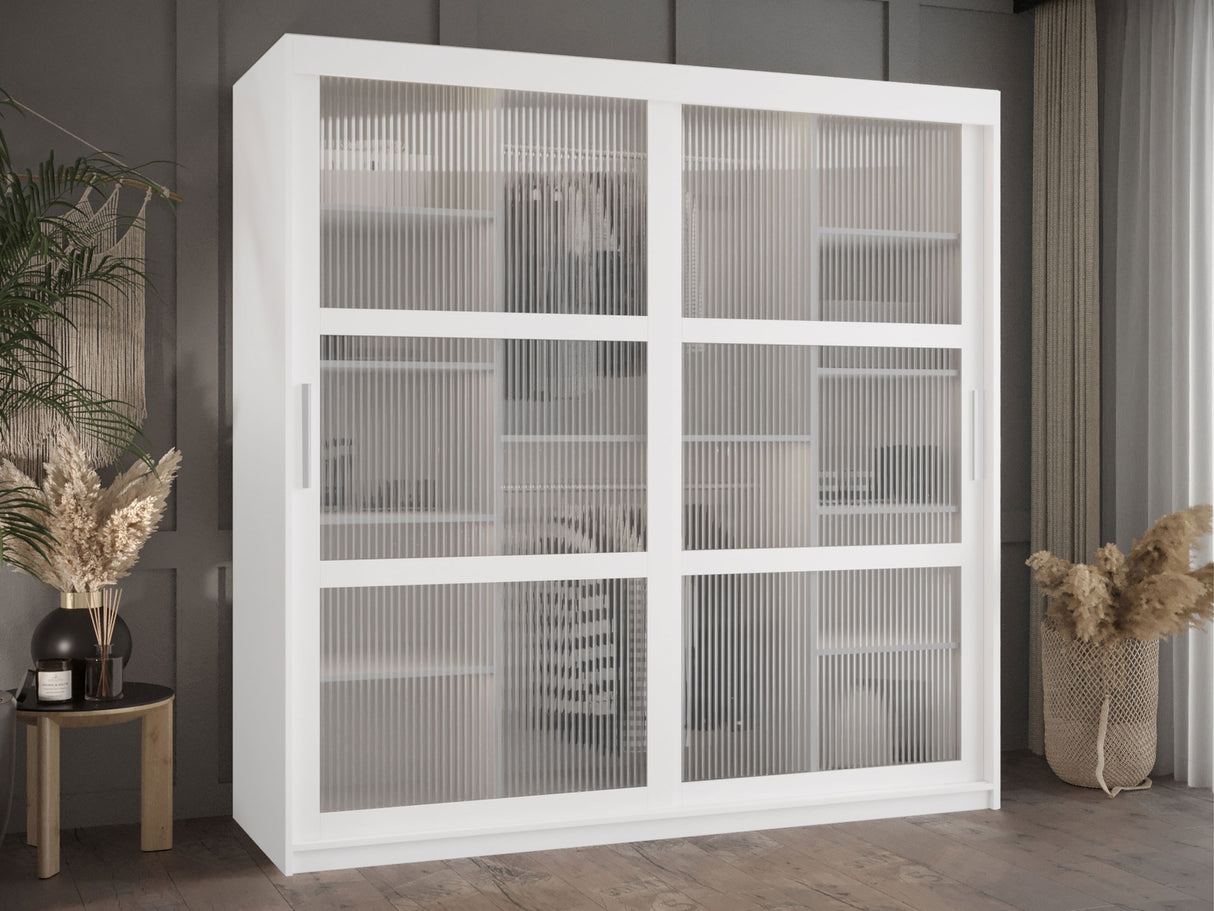 Gardróbszekrény Szafa 100 FLUTES, Szín: Fehér, Fiókok: Nem, Szélesség: 180 cm, Led világítás: Nem