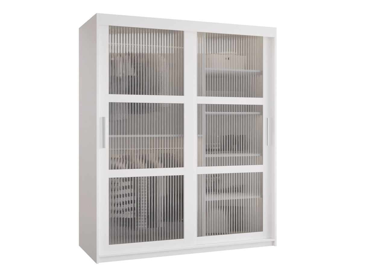 Gardróbszekrény Szafa 100 FLUTES, Szín: Fehér, Fiókok: Nem, Szélesség: 150 cm, Led világítás: Nem