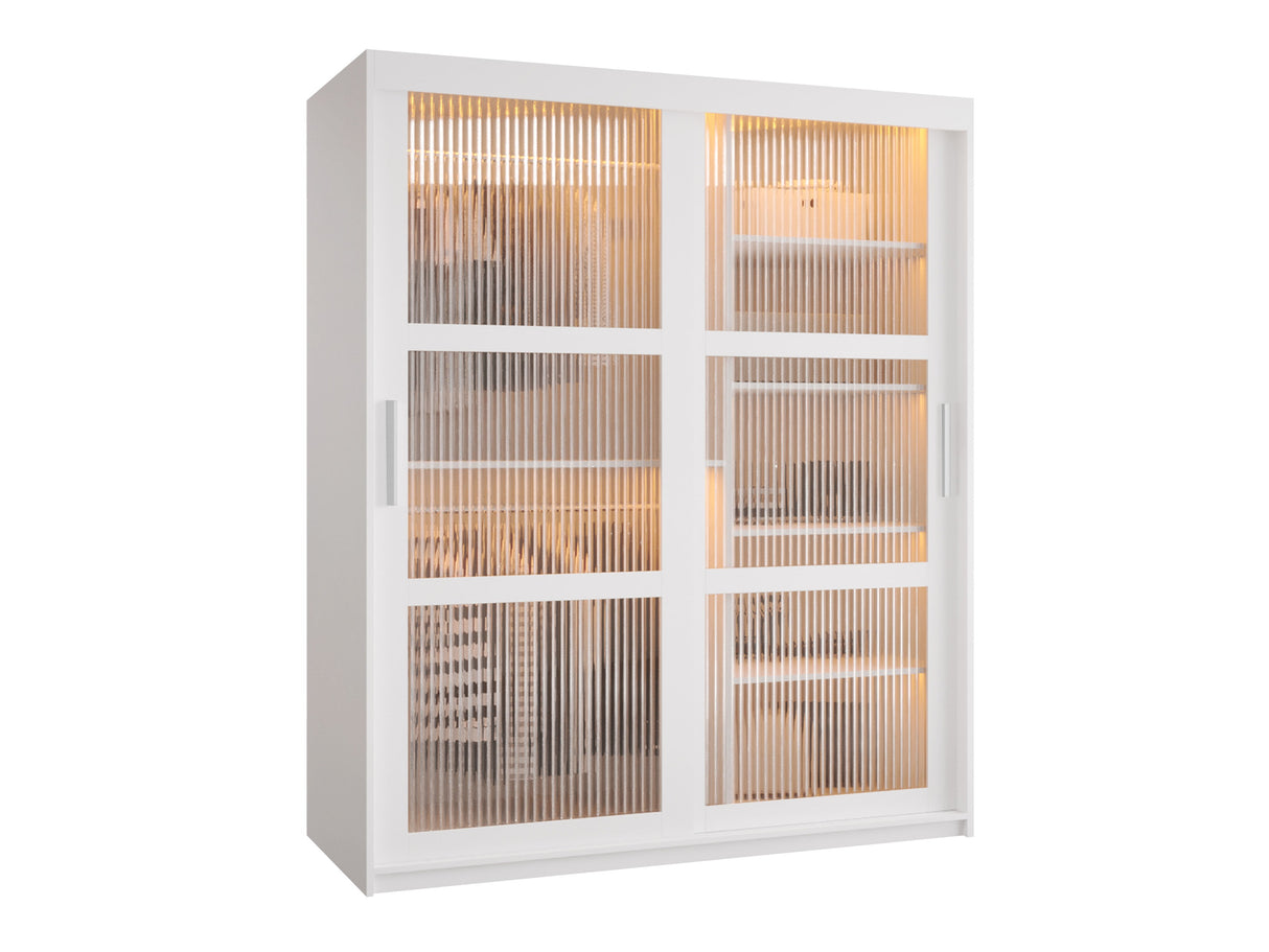 Gardróbszekrény Szafa 100 FLUTES, Szín: Fehér, Fiókok: Nem, Szélesség: 150 cm, Led világítás: Igen