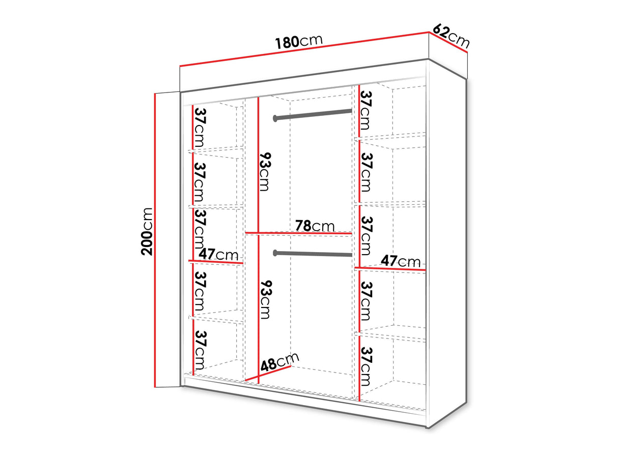 Gardróbszekrény Szafa 100 FLUTES, Szín: Fehér, Fiókok: Nem, Szélesség: 180 cm, Led világítás: Nem