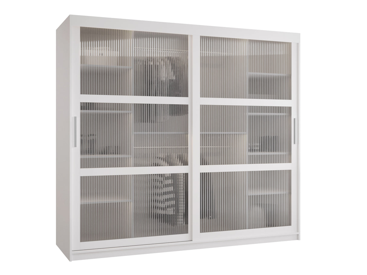 Gardróbszekrény Szafa 100 FLUTES, Szín: Fehér, Fiókok: Nem, Szélesség: 200 cm, Led világítás: Nem