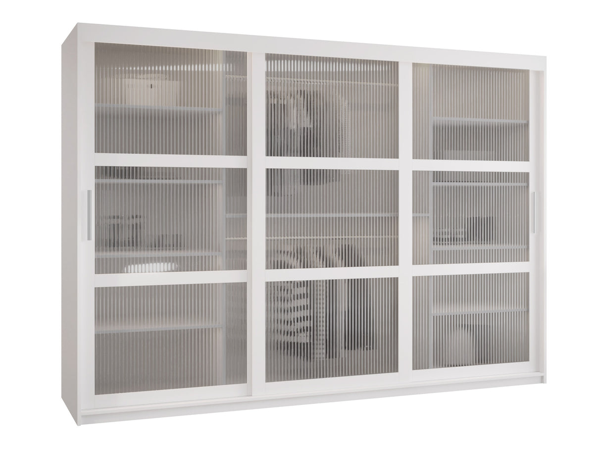 Gardróbszekrény Szafa 100 FLUTES, Szín: Fehér, Fiókok: Nem, Szélesség: 250 cm, Led világítás: Nem