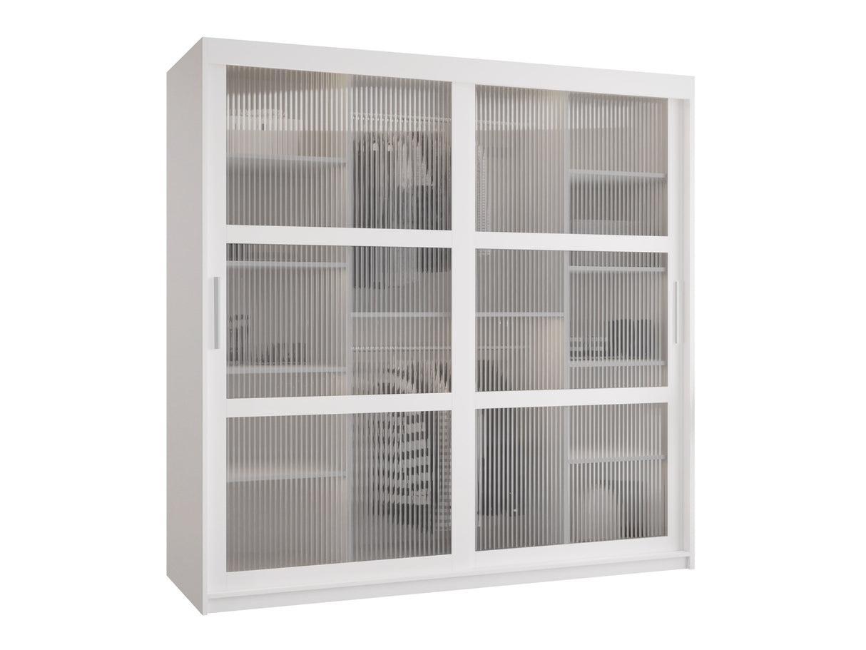 Gardróbszekrény Szafa 100 FLUTES, Szín: Fehér, Fiókok: Igen, Szélesség: 180 cm, Led világítás: Nem