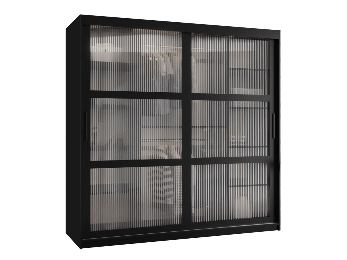 Gardróbszekrény Szafa 100 FLUTES, Szín: Fekete, Fiókok: Nem, Szélesség: 180 cm, Led világítás: Nem