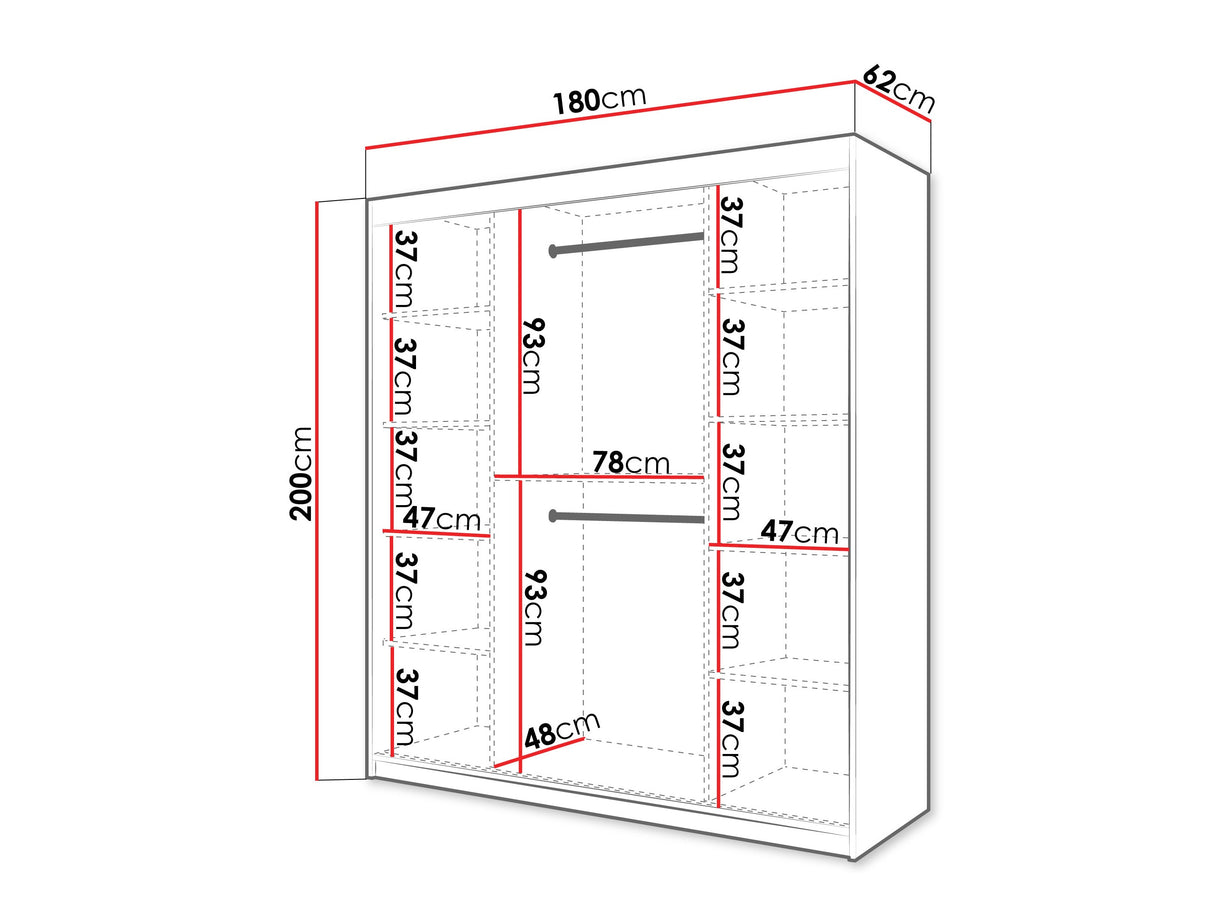 Gardróbszekrény Szafa 100 FLUTES, Szín: Fekete, Fiókok: Nem, Szélesség: 180 cm, Led világítás: Nem
