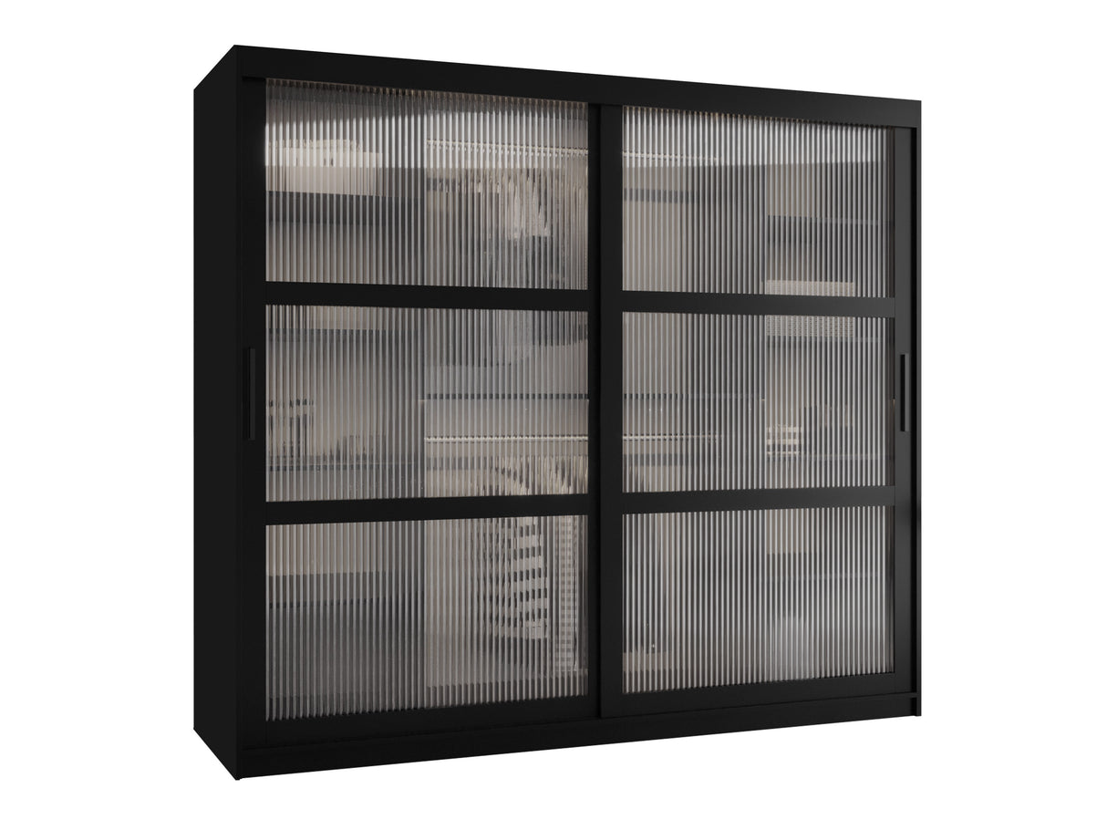 Gardróbszekrény Szafa 100 FLUTES, Szín: Fekete, Fiókok: Nem, Szélesség: 200 cm, Led világítás: Nem