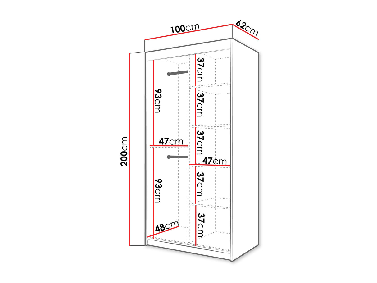 Gardróbszekrény Szafa FLUTES 3, Szín: Fehér, Fiókok: Nem, Szélesség: 100 cm, Led világítás: Nem