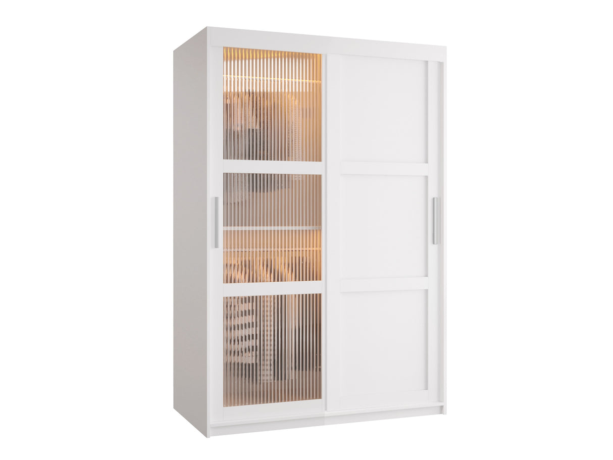 Gardróbszekrény Szafa FLUTES 3, Szín: Fehér, Fiókok: Nem, Szélesség: 120 cm, Led világítás: Igen