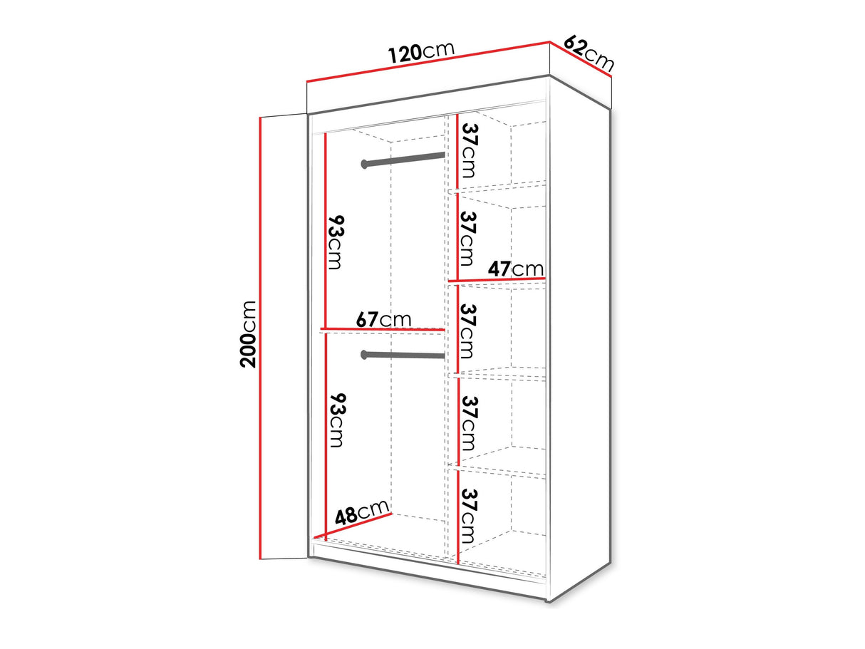 Gardróbszekrény Szafa FLUTES 3, Szín: Fehér, Fiókok: Nem, Szélesség: 120 cm, Led világítás: Igen