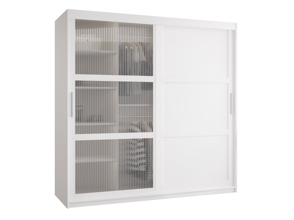 Gardróbszekrény Szafa FLUTES 3, Szín: Fehér, Fiókok: Nem, Szélesség: 180 cm, Led világítás: Nem