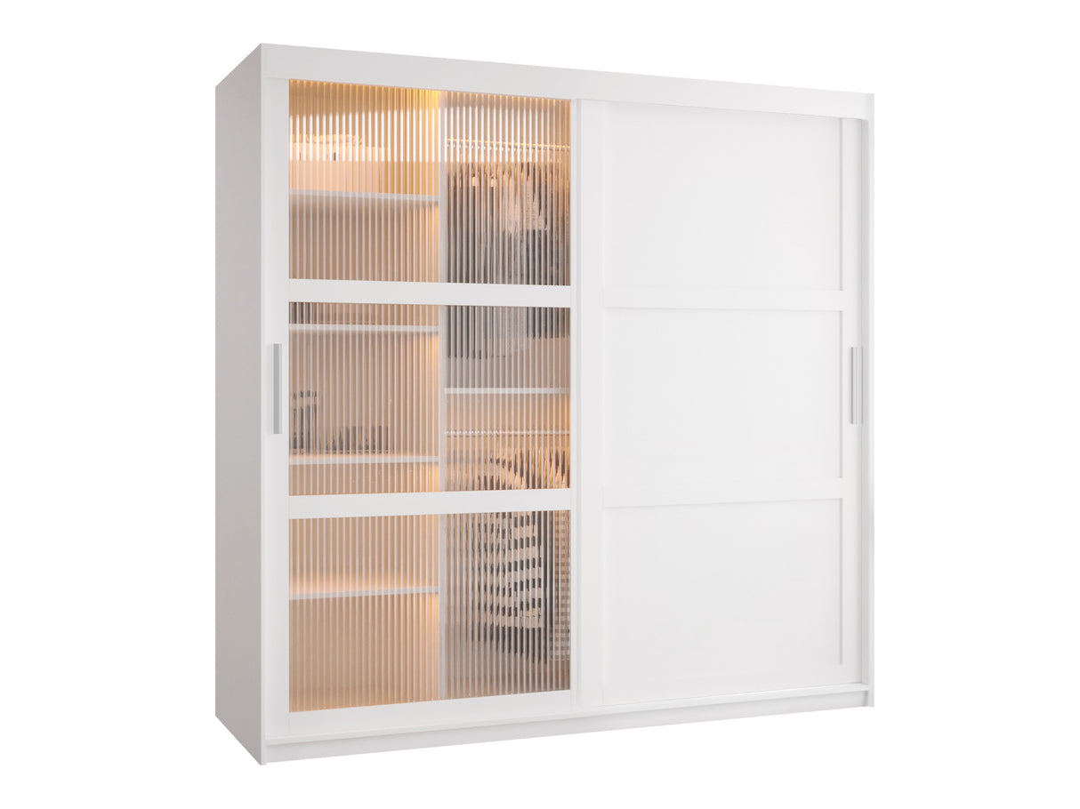 Gardróbszekrény Szafa FLUTES 3, Szín: Fehér, Fiókok: Nem, Szélesség: 180 cm, Led világítás: Igen