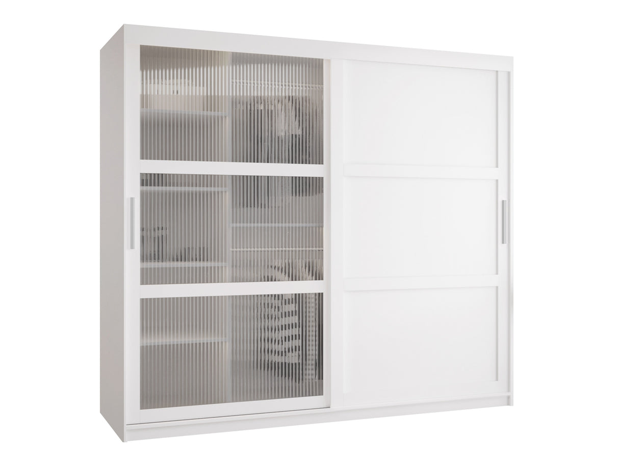 Gardróbszekrény Szafa FLUTES 3, Szín: Fehér, Fiókok: Nem, Szélesség: 200 cm, Led világítás: Nem