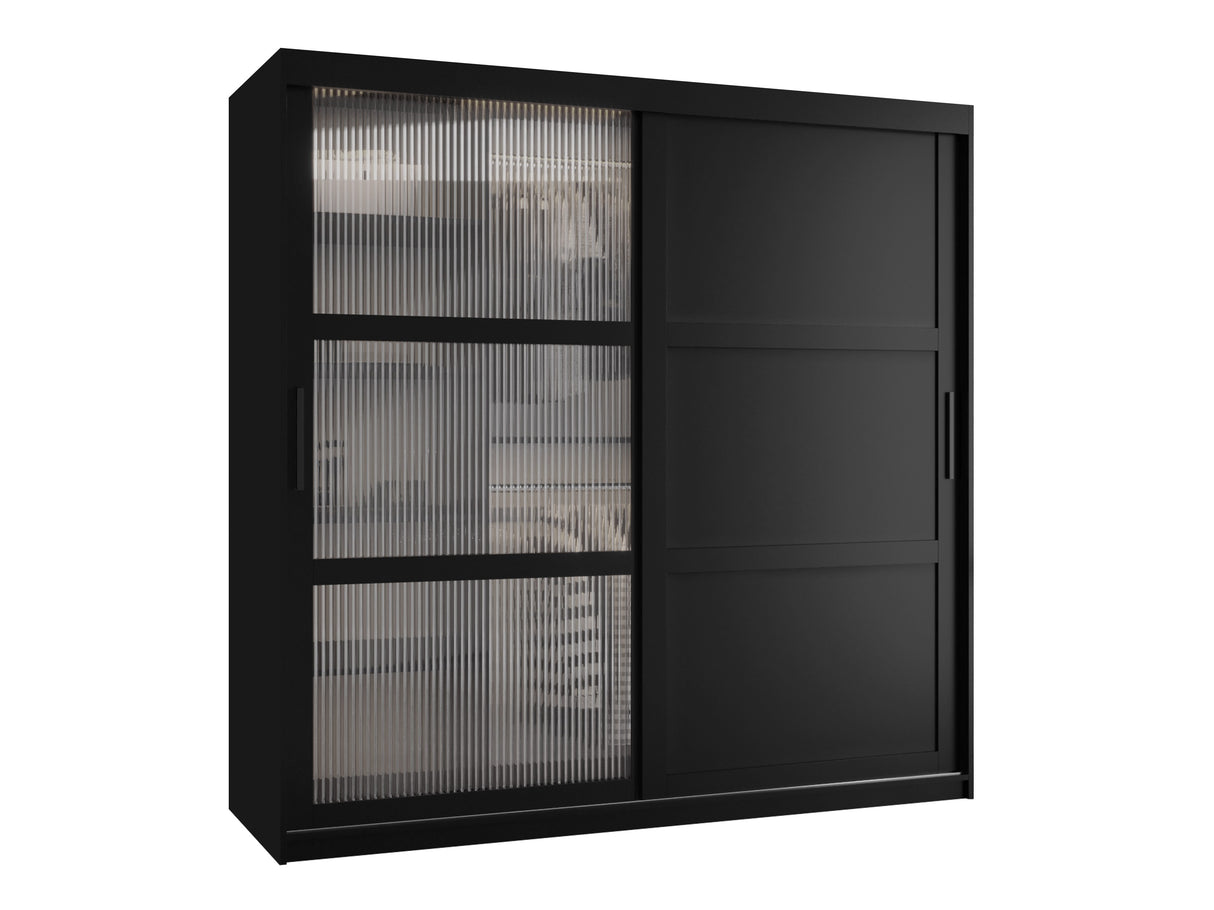 Gardróbszekrény Szafa FLUTES 3, Szín: Fekete, Fiókok: Nem, Szélesség: 180 cm, Led világítás: Nem