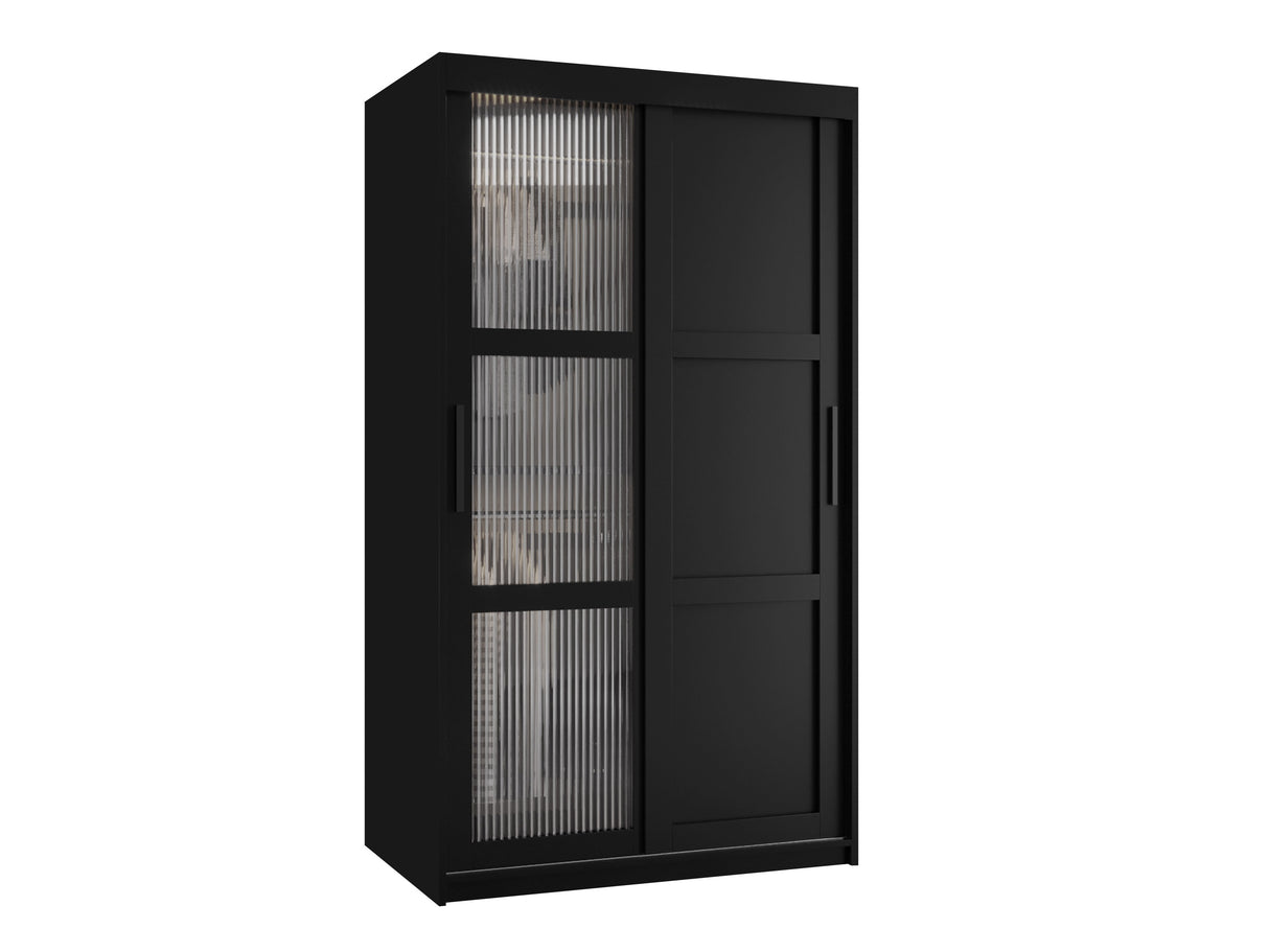 Gardróbszekrény Szafa FLUTES 3, Szín: Fekete, Fiókok: Igen, Szélesség: 100 cm, Led világítás: Nem