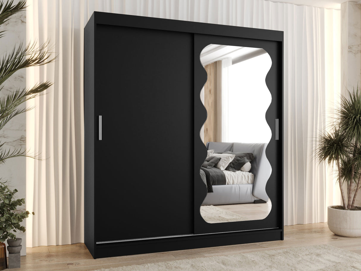 Gardróbszekrény Szafa SPOTI, Szín: Fekete, Fiókok: Igen, Szélesség: 180 cm