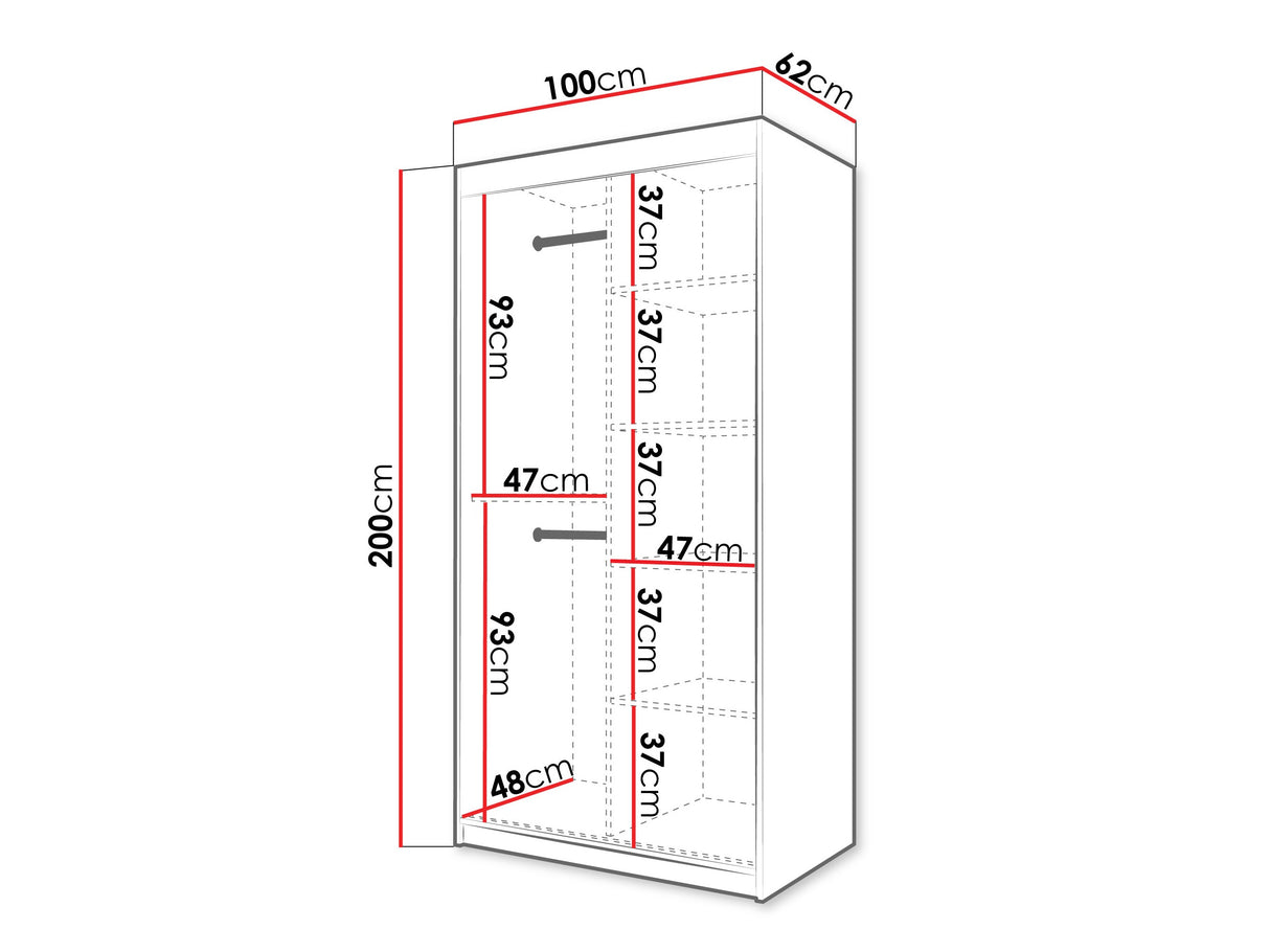 Gardróbszekrény Szafa SPOTI, Szín: Kasmír, Fiókok: Nem, Szélesség: 100 cm
