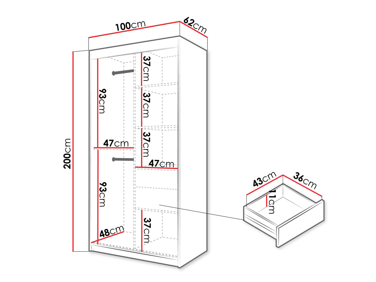 Gardróbszekrény Szafa SPOTI, Szín: Kasmír, Fiókok: Igen, Szélesség: 100 cm