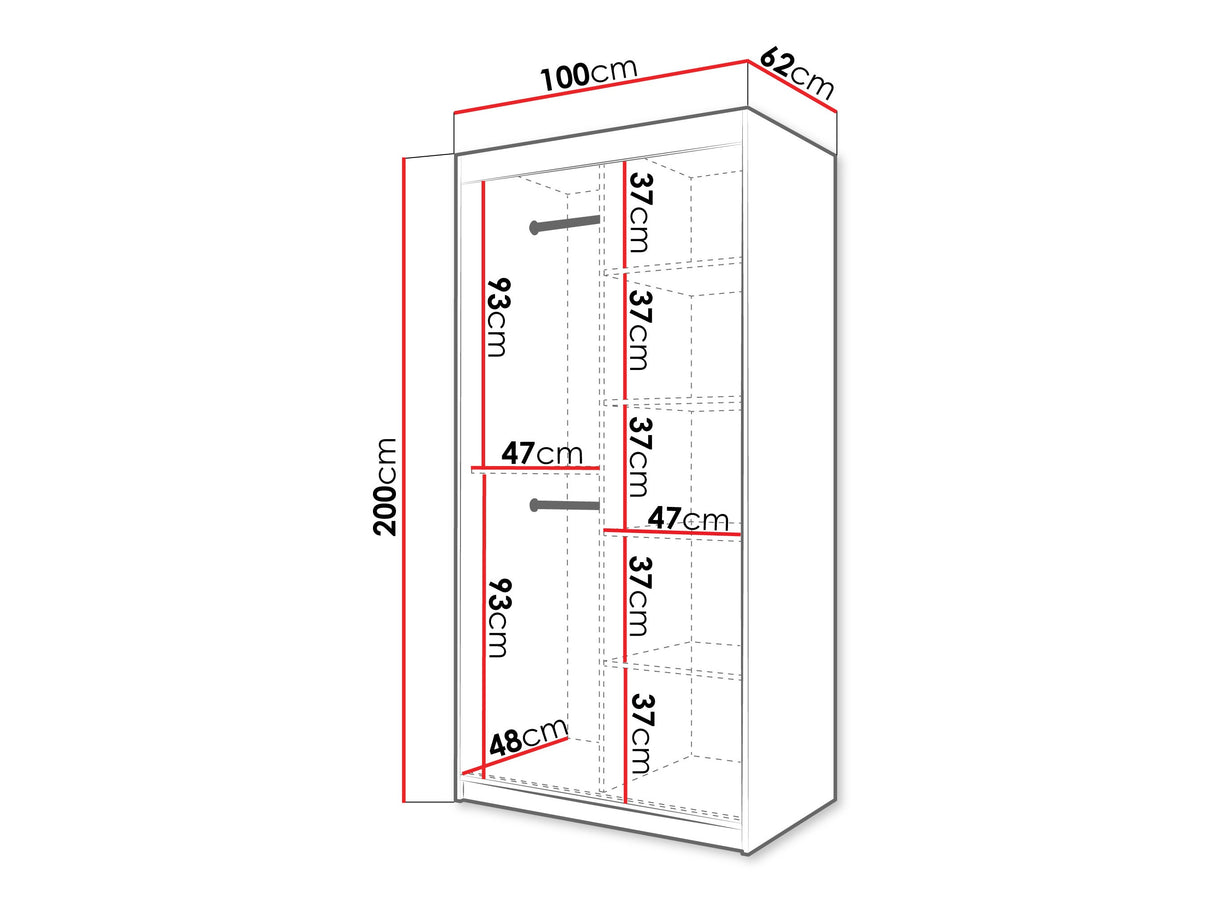 Gardróbszekrény Szafa SPOTI, Szín: Fehér, Fiókok: Nem, Szélesség: 100 cm