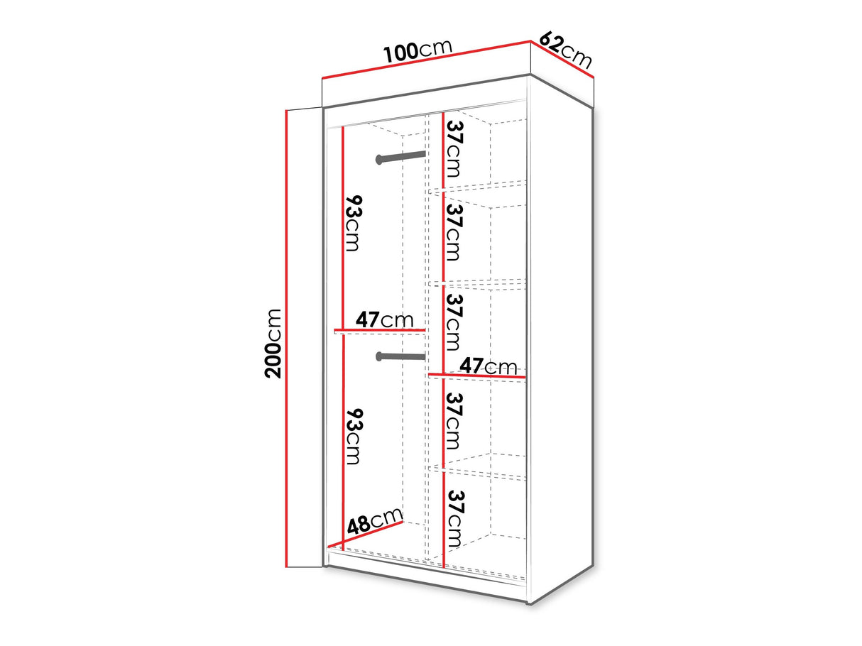 Gardróbszekrény Szafa SPOTI, Szín: Artisan tölgy, Fiókok: Nem, Szélesség: 100 cm