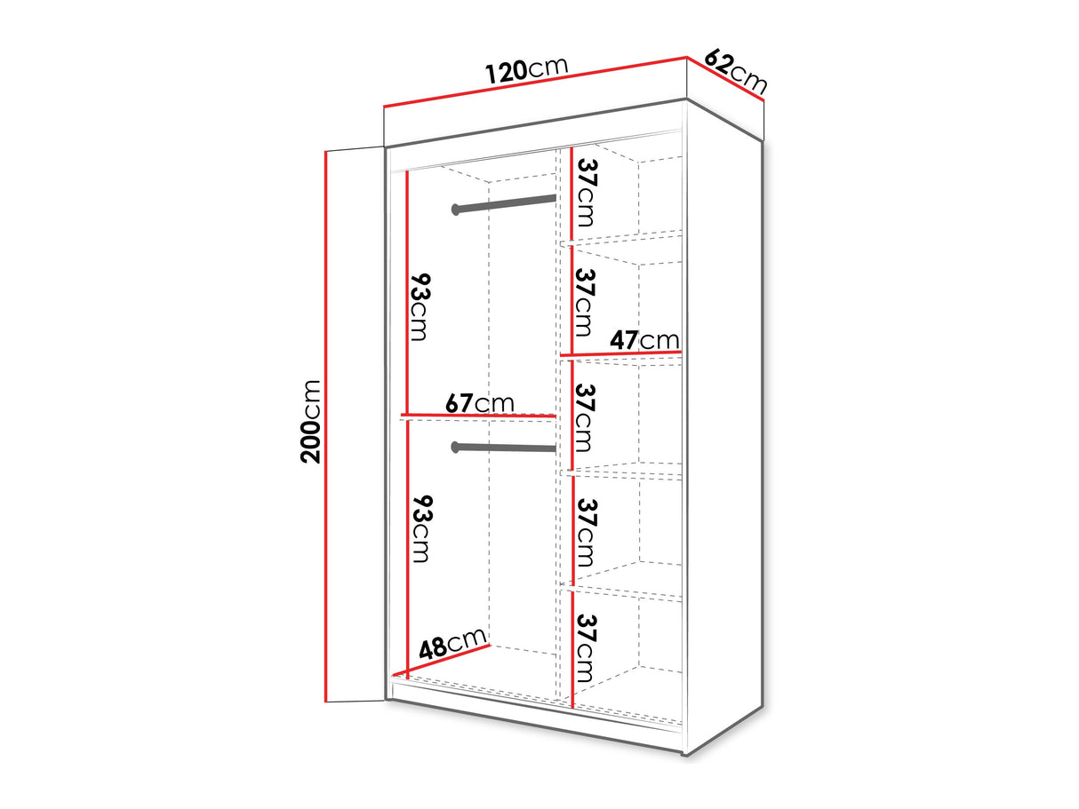 Gardróbszekrény Szafa SPOTI, Szín: Artisan tölgy, Fiókok: Nem, Szélesség: 120 cm