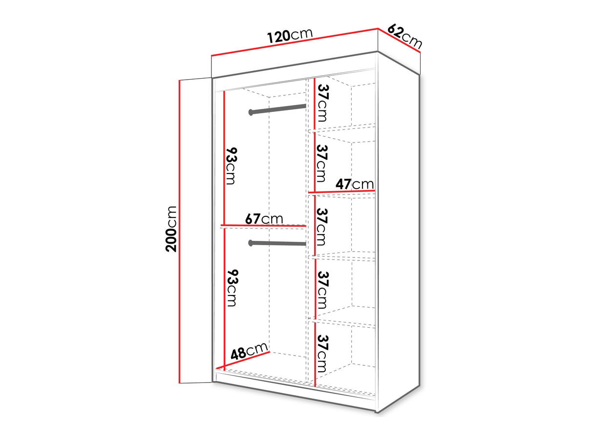 Gardróbszekrény Szafa SPOTI, Szín: Sonoma tölgy, Fiókok: Nem, Szélesség: 120 cm