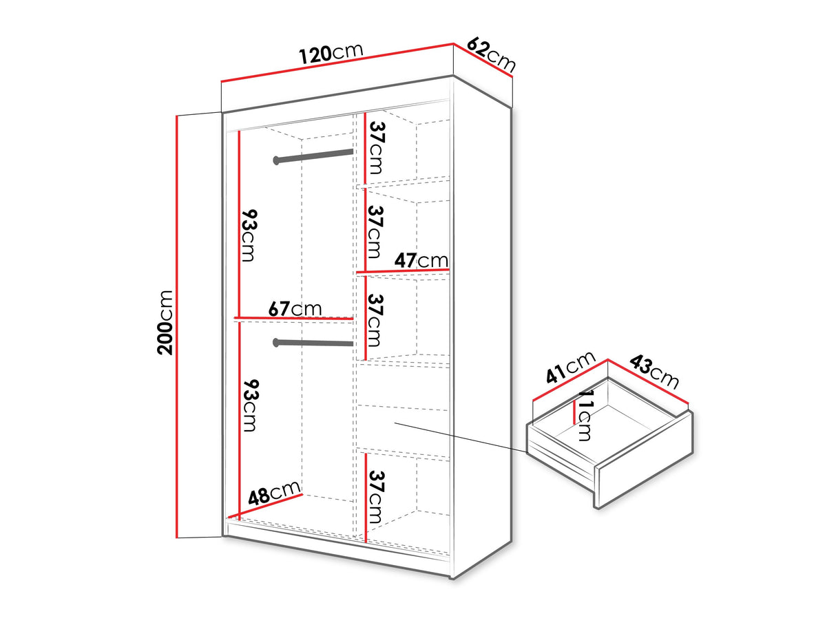 Gardróbszekrény Szafa SPOTI, Szín: Artisan tölgy, Fiókok: Igen, Szélesség: 120 cm