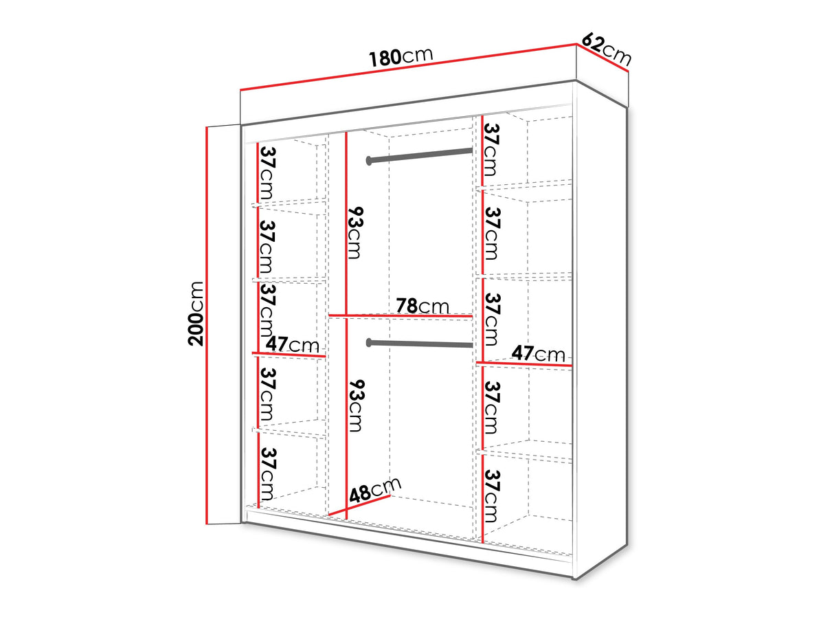 Gardróbszekrény Szafa SPOTI, Szín: Fekete, Fiókok: Nem, Szélesség: 180 cm