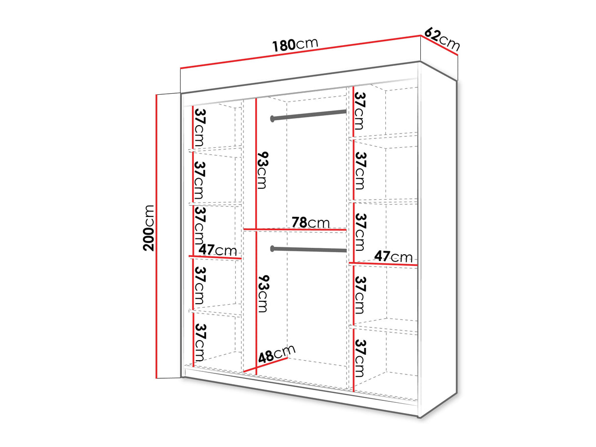 Gardróbszekrény Szafa SPOTI, Szín: Kasmír, Fiókok: Nem, Szélesség: 180 cm