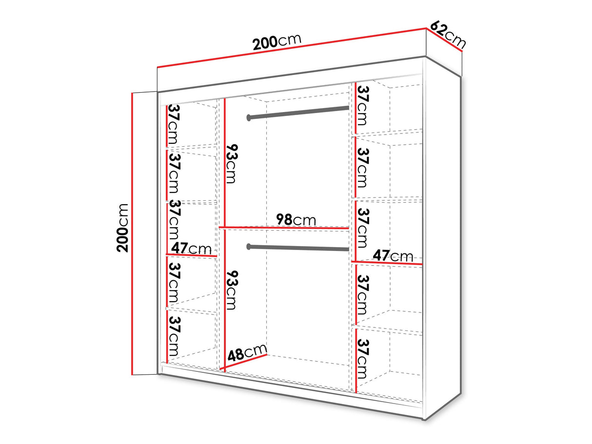 Gardróbszekrény Szafa SPOTI, Szín: Fehér, Fiókok: Nem, Szélesség: 200 cm