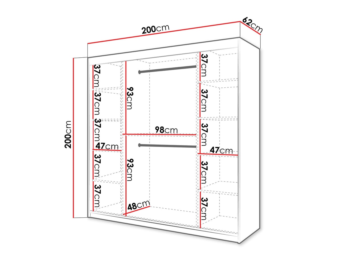 Gardróbszekrény Szafa SPOTI, Szín: Artisan tölgy, Fiókok: Nem, Szélesség: 200 cm