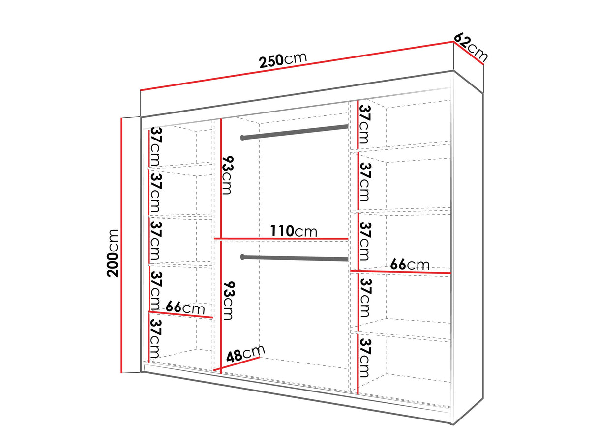 Gardróbszekrény Szafa SPOTI, Szín: Kasmír, Fiókok: Nem, Szélesség: 250 cm