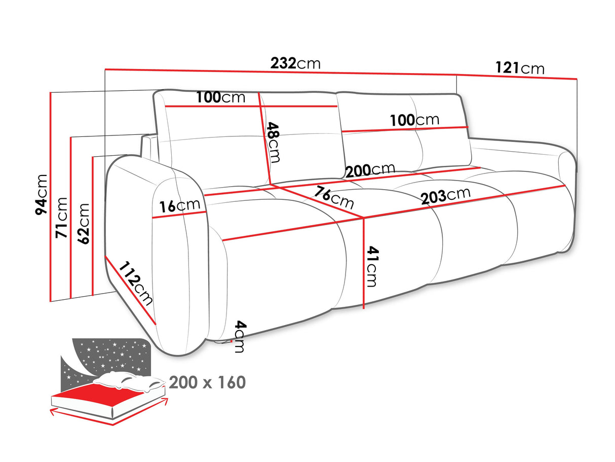 Kanapéágy Kanapé SANDY, Szín: Quelle 18