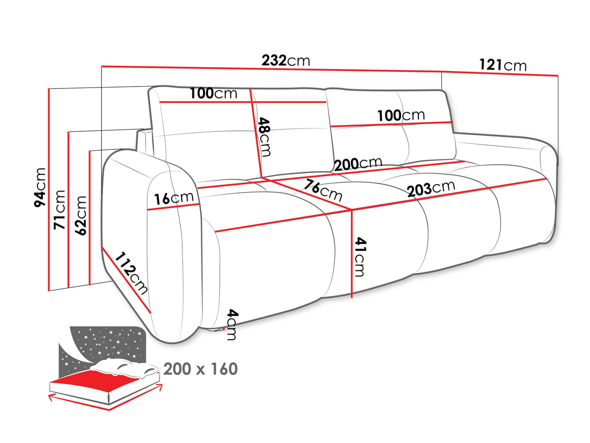 Kanapéágy Kanapé SANDY, Szín: Quelle 92
