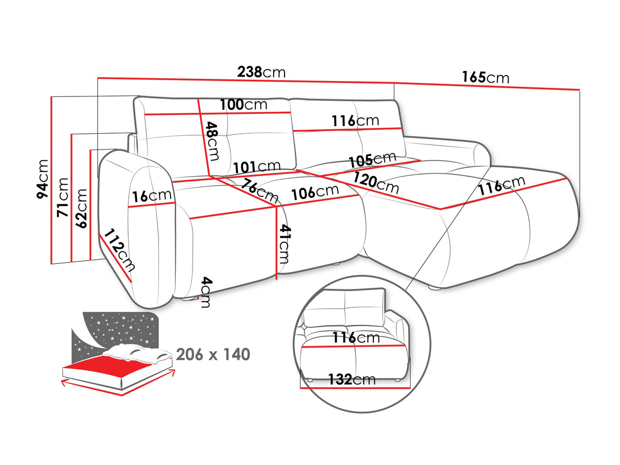 Sarokkanapé Narożnik SANDY, Szín: Quelle 18