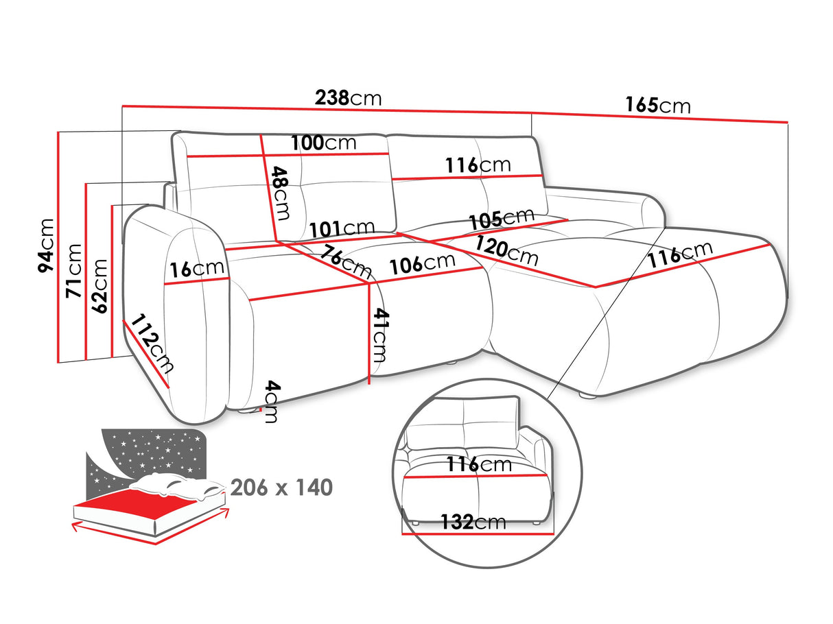Sarokkanapé Narożnik SANDY, Szín: Quelle 92