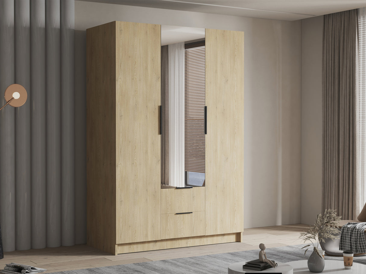 Gardróbszekrény Szafa CALWI II 150, Szín: Tölgy, Fogantyú színe: Fekete