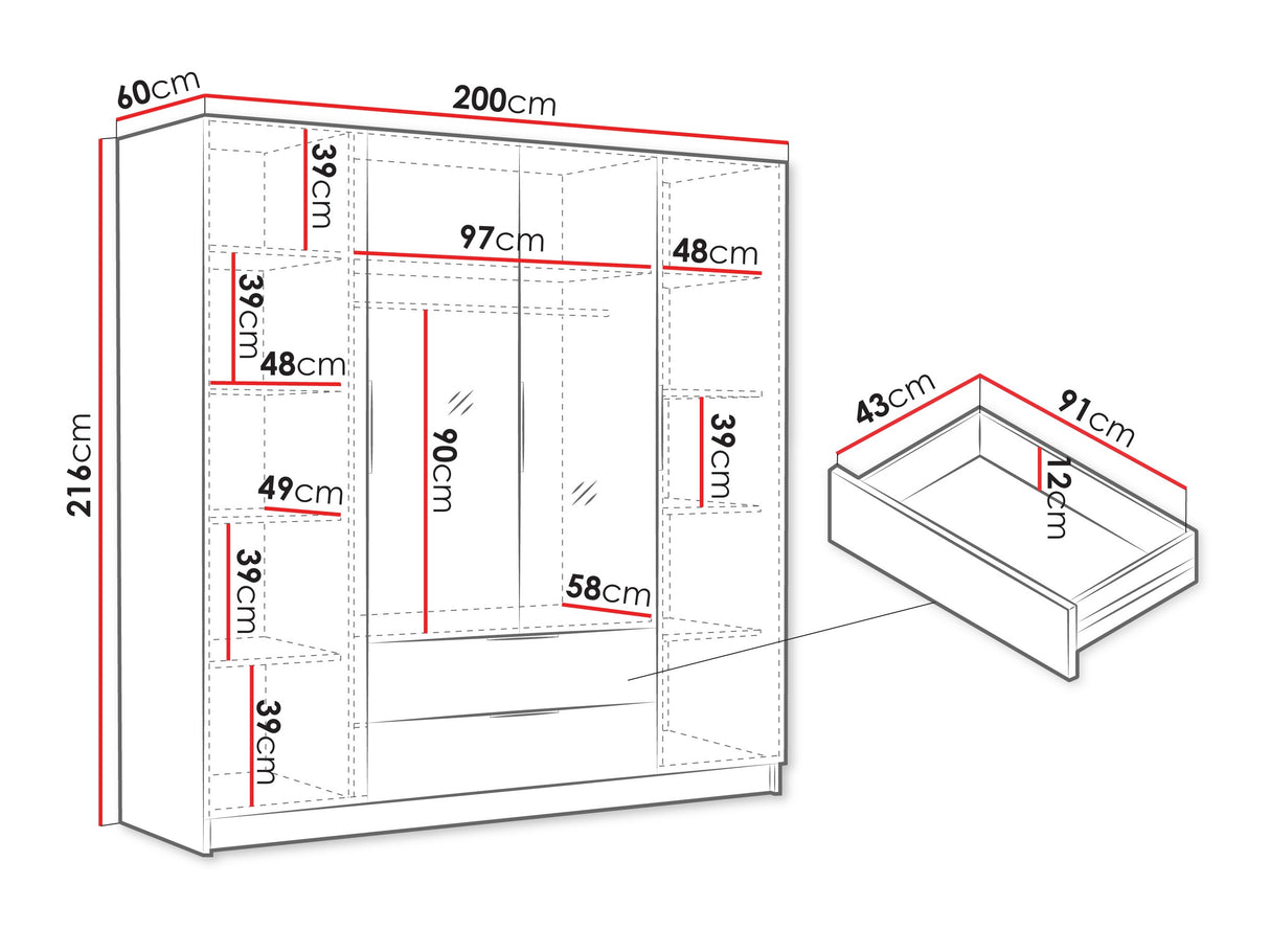 Gardróbszekrény Szafa SOFIA II 200, Szín: Kasmír, Fogantyú színe: Aranysárga