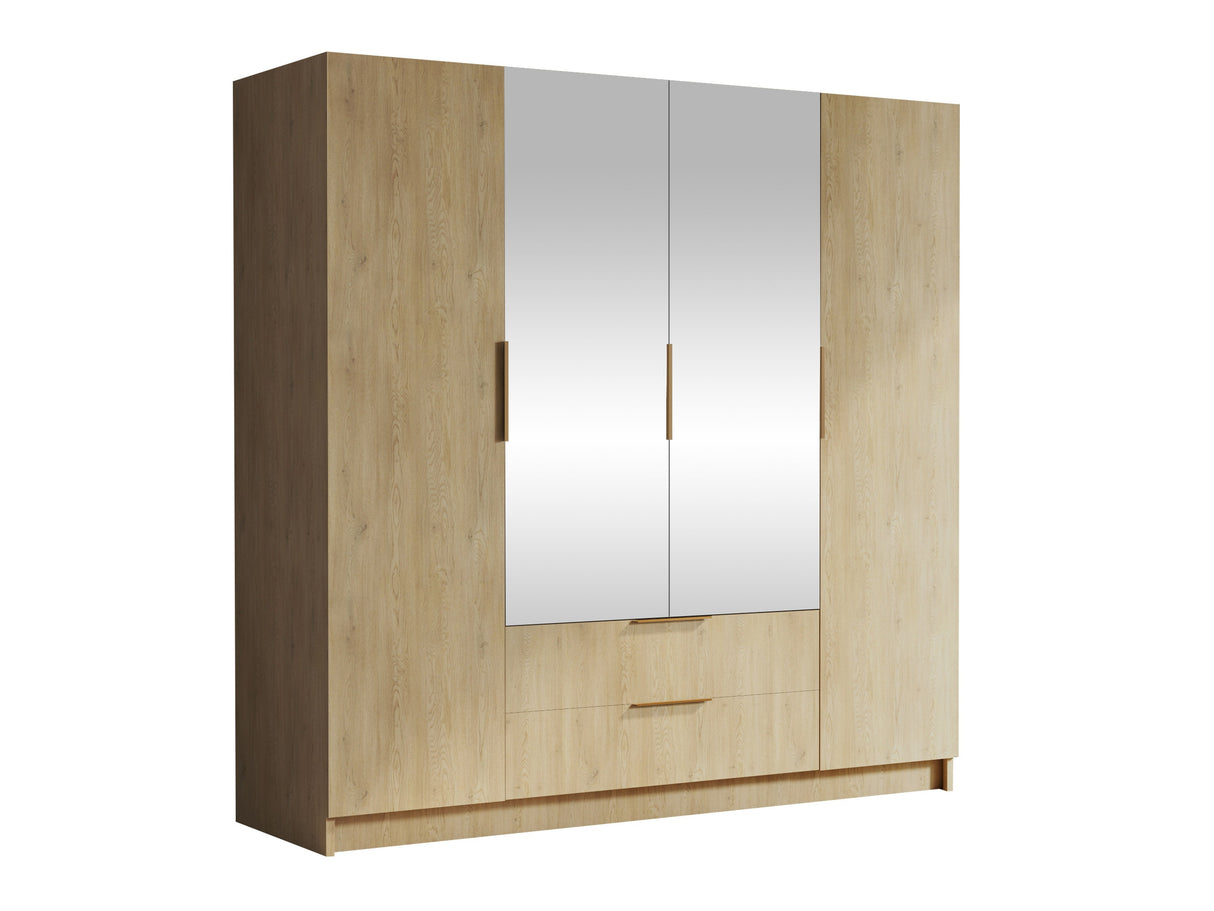 Gardróbszekrény Szafa SOFIA II 200, Szín: Tölgy, Fogantyú színe: Aranysárga